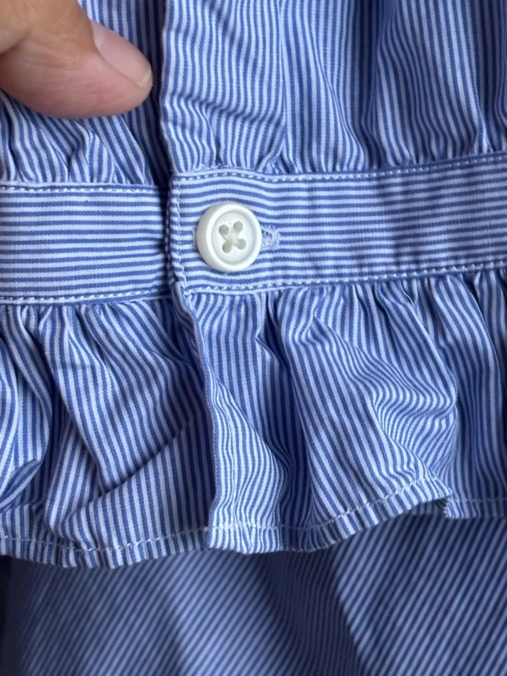 J. Crew Blue Ruffle-Collar Button Front Blouse